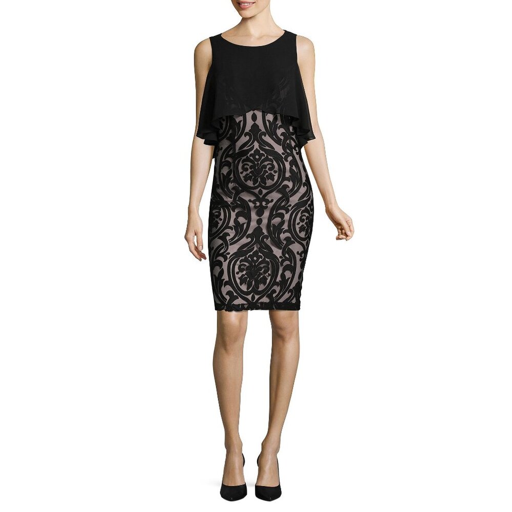 Scarlett Sleeveless Scroll Shift Dress-Tall  in Black New With Tags Size 12T